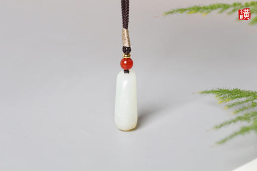 和田糖白玉竹节吊坠 配精美挂绳 商品图4