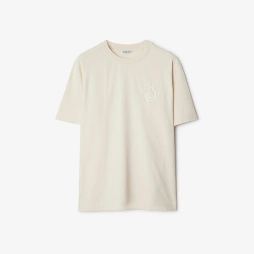 BURBERRY 巴宝莉 男士 B 字型盾牌装饰棉质圆领短袖T恤 米白色 8099549 C1409 商品图0