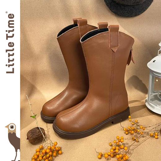 littletime女童长靴24秋冬新款儿童百搭公主靴文艺休闲靴子真皮靴 商品图0