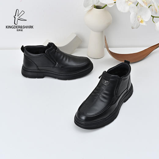 经典鲨2024年冬季新款男士加绒加厚保暖舒适平底棉鞋KW266-D55101 商品图2