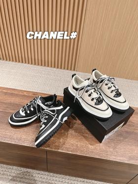 香奈儿新款米兰走秀运动鞋双C方圆头系带休闲鞋（HC）
