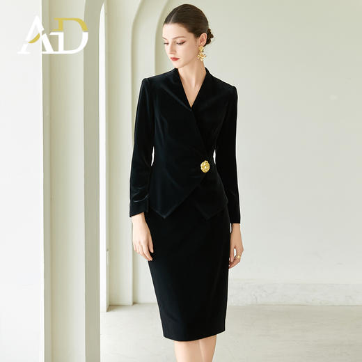 AD职业装气质女神范西装套装女高端丝绒西服外套2024秋冬职场女装 商品图2
