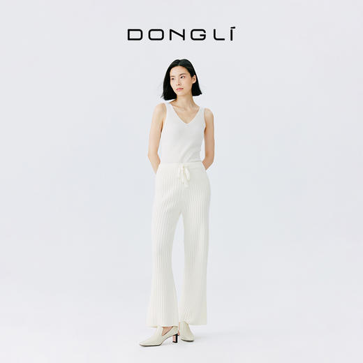 东黎 • 小山羊绒女士秋冬抽条高腰显瘦宽松羊绒裤  2078 商品图5