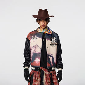 【Achock官方店】美式复古西部牛仔印花夹克男女新款潮牌棒球服