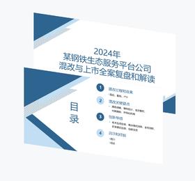 案例 | 某钢铁生态服务平台公司混改重组上市全案复盘和解读（2024）