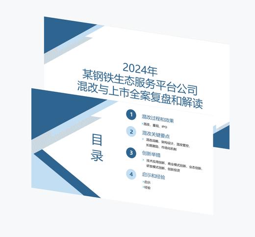 案例 | 某钢铁生态服务平台公司混改重组上市全案复盘和解读（2024） 商品图0