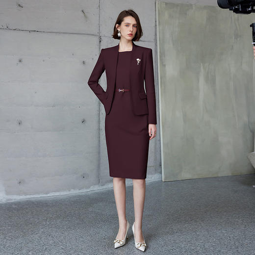 AD安可拉红色西装连衣裙两件套女士职业装2024新款公务员工作服秋 商品图2