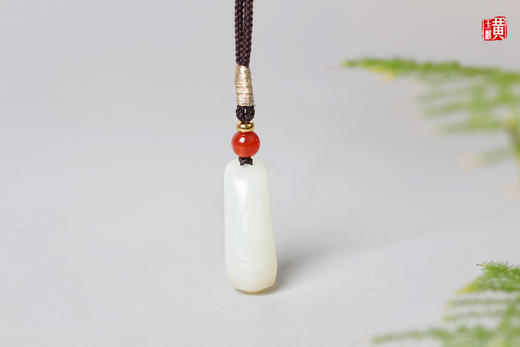 和田糖白玉竹节吊坠 配精美挂绳 商品图3