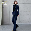 AD高级感阔腿裤冬季2024新款羊毛西装套装女律师工作服藏青色正装 商品缩略图3