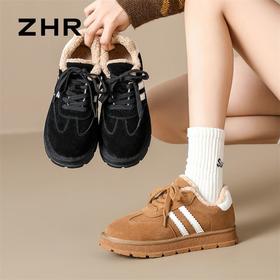 ZHR则则加绒保暖休闲鞋防滑防寒女鞋2024冬季新款ins百搭运动鞋女