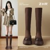 ZHR则则简约纯色弹力瘦瘦靴女靴2024秋冬新款时尚复古百搭骑士靴 商品缩略图1