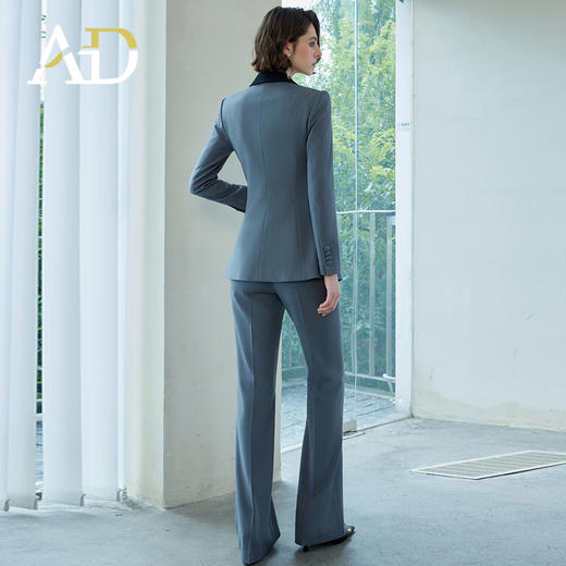 AD拼色西装外套轻奢职场女装2024秋冬新款羊毛西装套装灰色职业装 商品图4
