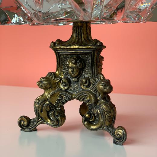 法国中古水晶高脚托盘/烟皿 商品图1