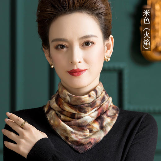 羊毛三角巾暗扣围巾，印花针织百搭套头脖套护颈围脖WY-1152 商品图0