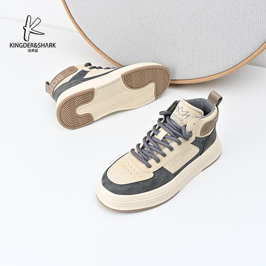 经典鲨2024年冬季新款时尚男士拼色加绒保暖高帮休闲鞋棉鞋KF03-D55091 商品图3