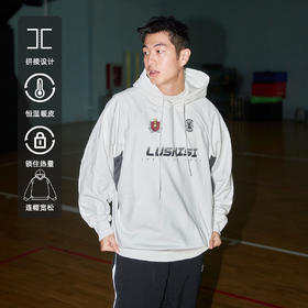 LUSHISILUSHISI斗志主题连帽卫衣450g重磅微抓绒毛圈保暖复古拼接插肩袖