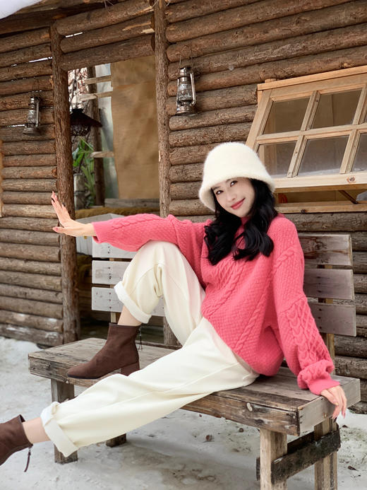 【百图lulu定制】【加厚北极绒老爹裤】不贴腿 超保暖 显瘦遮肉 微宽松加厚老爹牛仔裤 商品图9