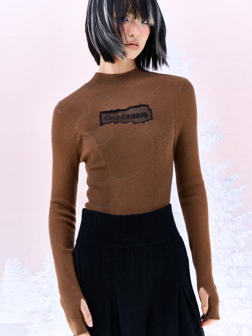 镂空绣花羊毛打底衫 商品图0