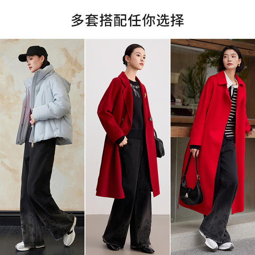 【商场同款】CNT4A94 复古灰色“花样年华牛仔裤”  裤口渐变印花设计 直筒裤型修饰腿型 保暖拉绒内里 冬日好穿直筒牛仔裤 商品图4