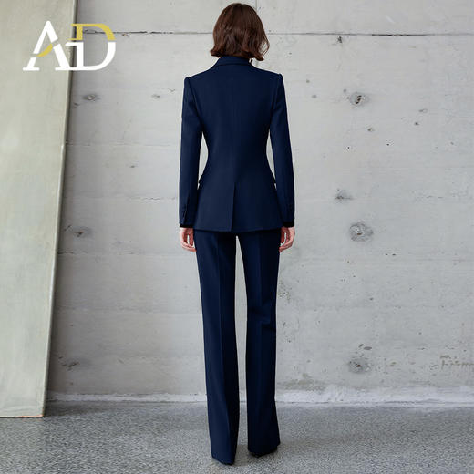 AD高级感阔腿裤冬季2024新款羊毛西装套装女律师工作服藏青色正装 商品图4