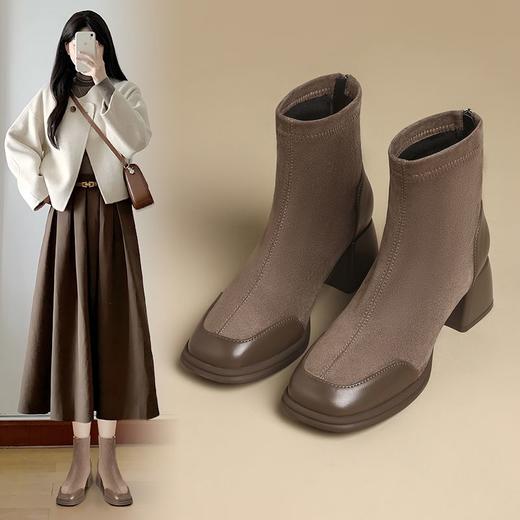 ZHR则则时尚气质厚底增高短靴时装靴子2024新款百搭通勤优雅女鞋 商品图1