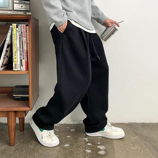 徐太浪重磅加绒加厚直筒休闲裤男秋冬宽松大码裤子潮牌运动阔腿裤 商品图1