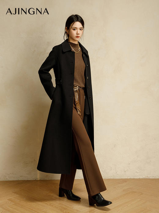 【商场同款】阿菁娜2024冬季新款经典赫本风收腰大衣A30D211020 商品图4