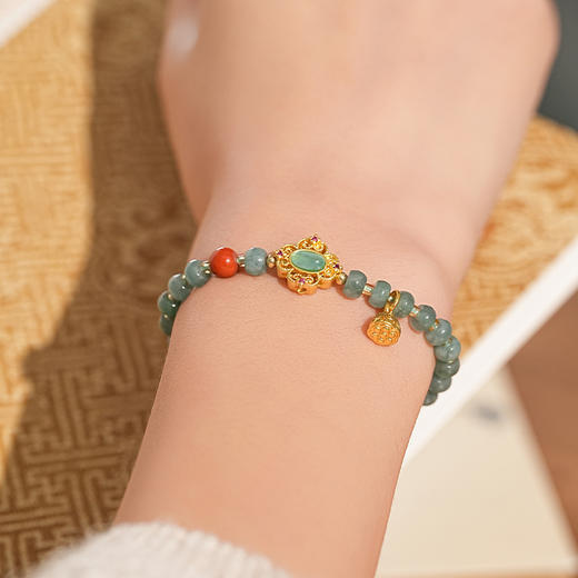 敦煌【宝相·蓝水翡翠莲蓬手串】中式国风手串配饰 敦煌福泽小众轻奢手串 商品图2