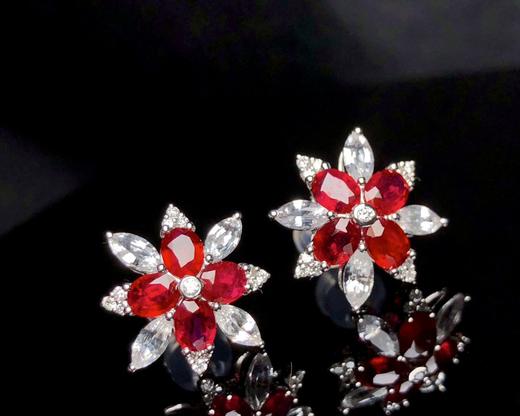 1.6ct刻面红宝石耳钉 商品图1