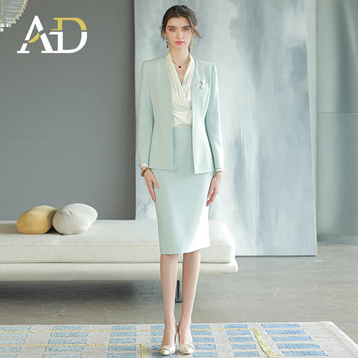 AD主持人正装女高端工作服职业装气质女神范西装套装裙售楼部工装 商品图0