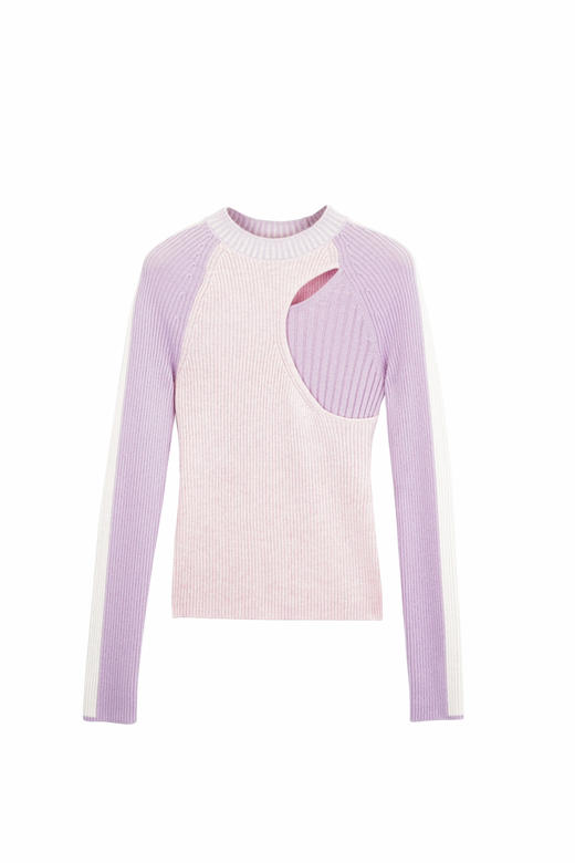 粉紫撞色羊绒女衫 商品图0