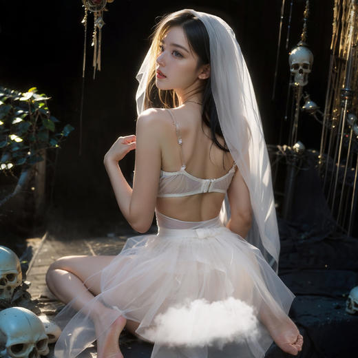 钢圈胸垫透视网纱蓬蓬裙6424 商品图4