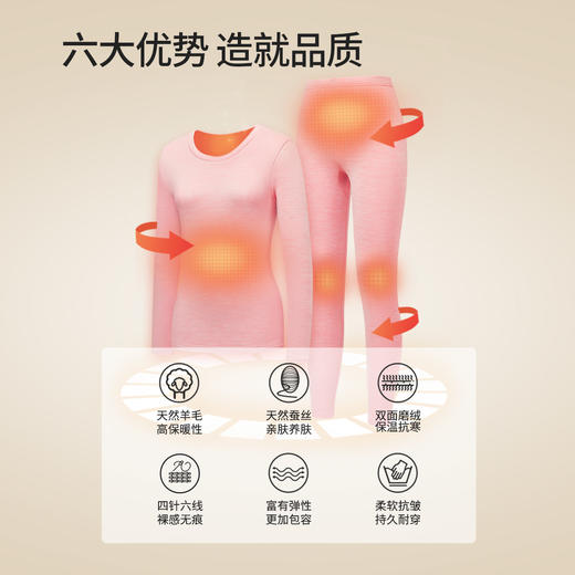都市丽人女士发热纤维套装圆领蚕丝羊毛绒保暖衣2W31A4 商品图1