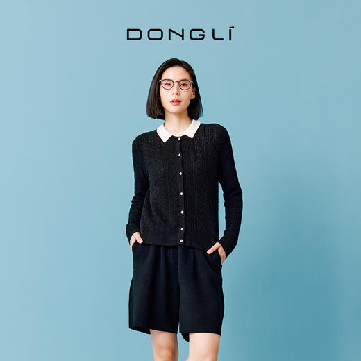 东黎 • 山羊绒女士秋冬季圆领绞花开衫 2202 商品图1