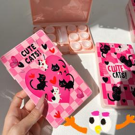 新款可爱多付装六副装美瞳盒隐形眼镜盒伴侣盒8085【图案混发】