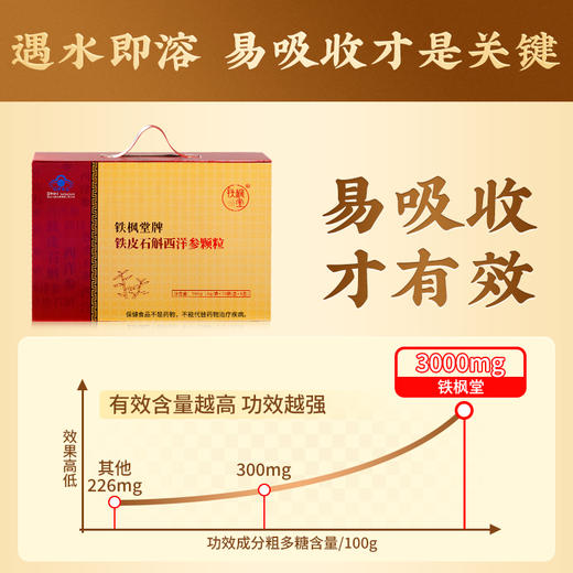 铁枫堂铁皮石斛颗粒西洋参免疫调节3g/包冲剂礼盒 商品图5