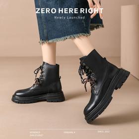 ZHR则则厚底增高马丁靴女2024秋季新款显瘦单靴百搭复古休闲短靴