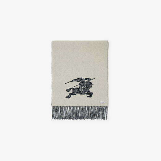 BURBERRY 巴宝莉 男女通用双面两用马术骑士徽标羊绒围巾 灰色 8095465 C1172 商品图1