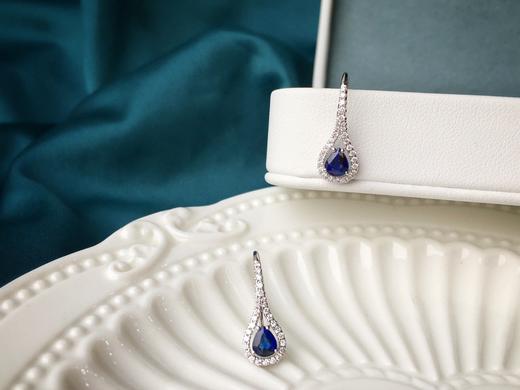 0.73ct刻面蓝宝石耳钉 商品图2