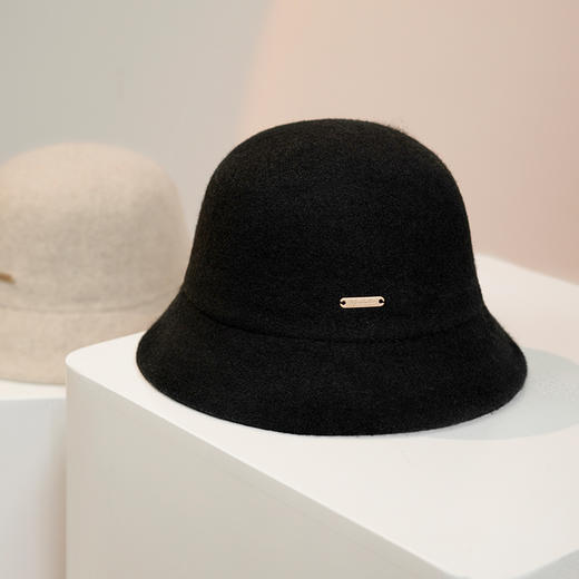 疯帽子 纯色百搭羊毛渔夫帽子女 秋冬气质短檐帽 商品图7