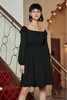 komello 经典复古一字肩黑色连衣裙 14576 商品缩略图1