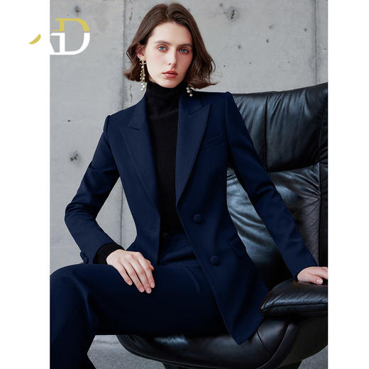 AD高级感阔腿裤冬季2024新款羊毛西装套装女律师工作服藏青色正装 商品图2