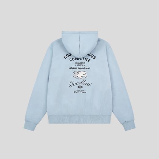 GOODBAI 双飞白鸽logo印花水洗做旧连帽加厚套头卫衣 商品图4