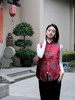 盛唐牡丹| 双龙团纹真丝花蕾缎马甲-红色 商品缩略图3
