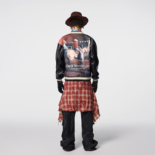 【Achock官方店】美式复古西部牛仔印花夹克男女新款潮牌棒球服 商品图3