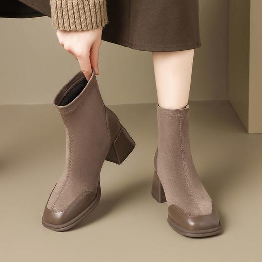 ZHR则则时尚气质厚底增高短靴时装靴子2024新款百搭通勤优雅女鞋 商品图6