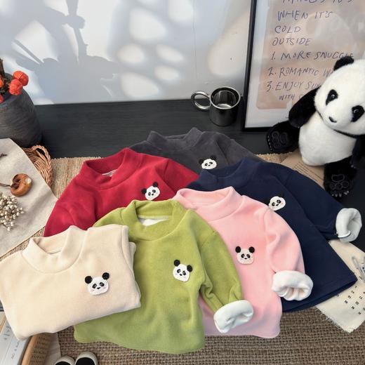 【福利39.9/件】儿童半高领打底衫秋冬男女童加绒加厚保暖抓绒衣长袖内搭上衣 商品图3