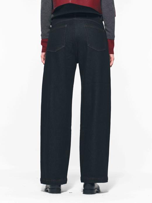 普洗蓝植绒直筒裤 商品图2