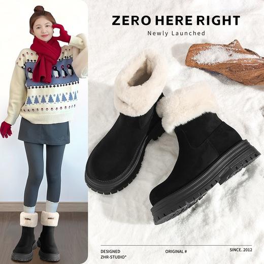 ZHR则则加绒保暖雪地靴厚底羊毛绒女鞋2024冬季百搭防寒防滑棉鞋 商品图1