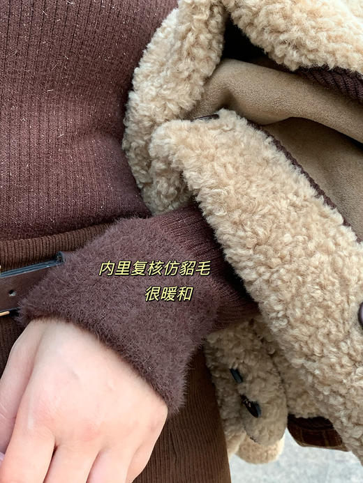 【百图lulu定制】【羊羔毛外套】羊毛毛 麂皮内里 防风保暖 时髦外套 商品图6